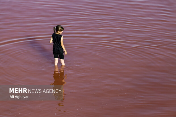 Urmia Lake turns red