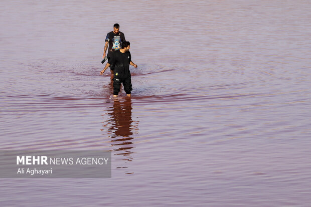 Urmia Lake turns red