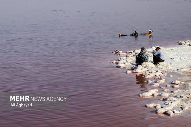 Urmia Lake turns red