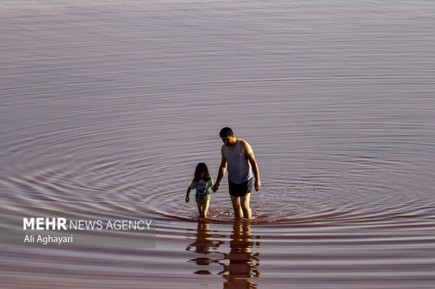 Urmia Lake turns red