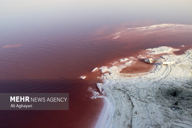 Urmia Lake turns red