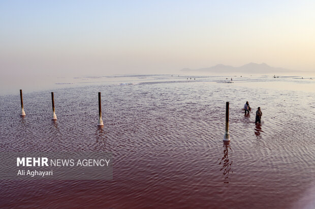 Urmia Lake turns red