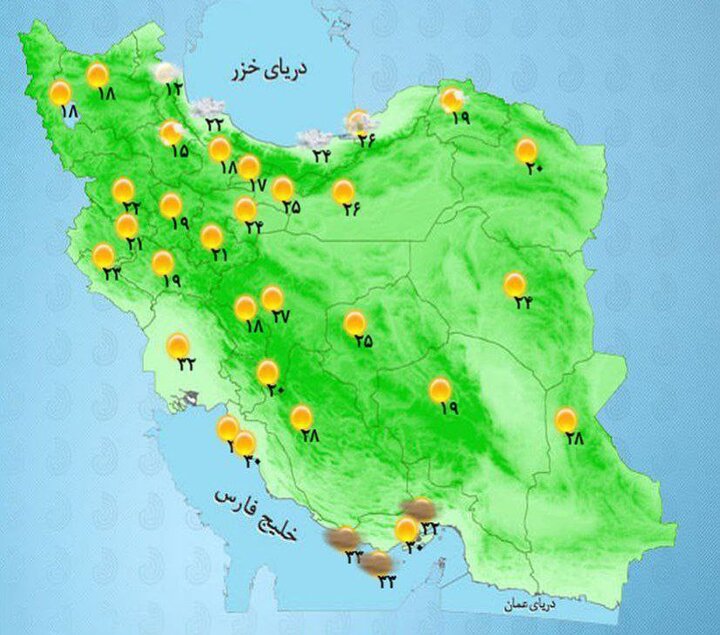 پیش‌بینی جو آرام در اکثر مناطق کشور