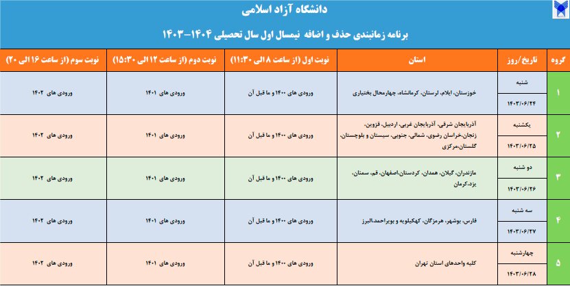 جزئیات زمان‌بندی حذف و اضافه دانشگاه آزاد اعلام شد 2