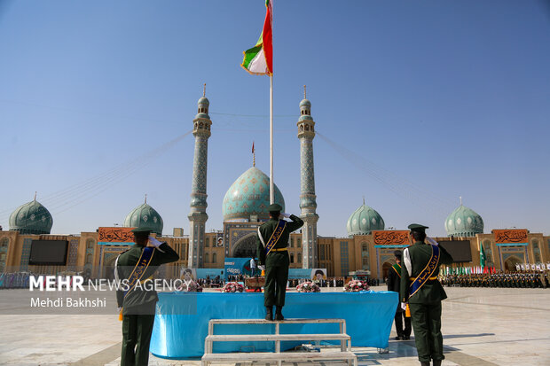 صبحگاه مشترک عهد سربازی در مسجد مقدس جمکران