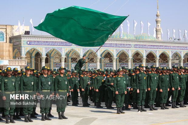 صبحگاه مشترک عهد سربازی در مسجد مقدس جمکران