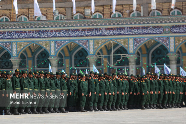 صبحگاه مشترک عهد سربازی در مسجد مقدس جمکران