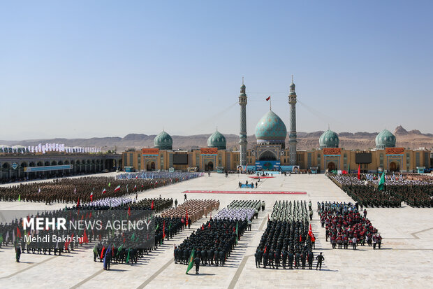 صبحگاه مشترک عهد سربازی در مسجد مقدس جمکران