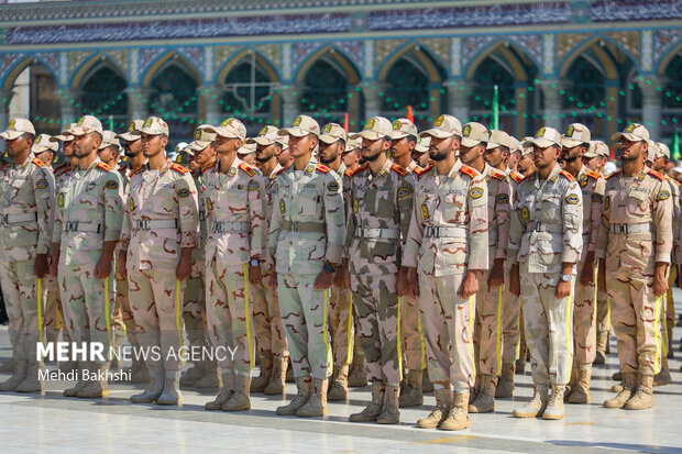 صبحگاه مشترک عهد سربازی در مسجد مقدس جمکران