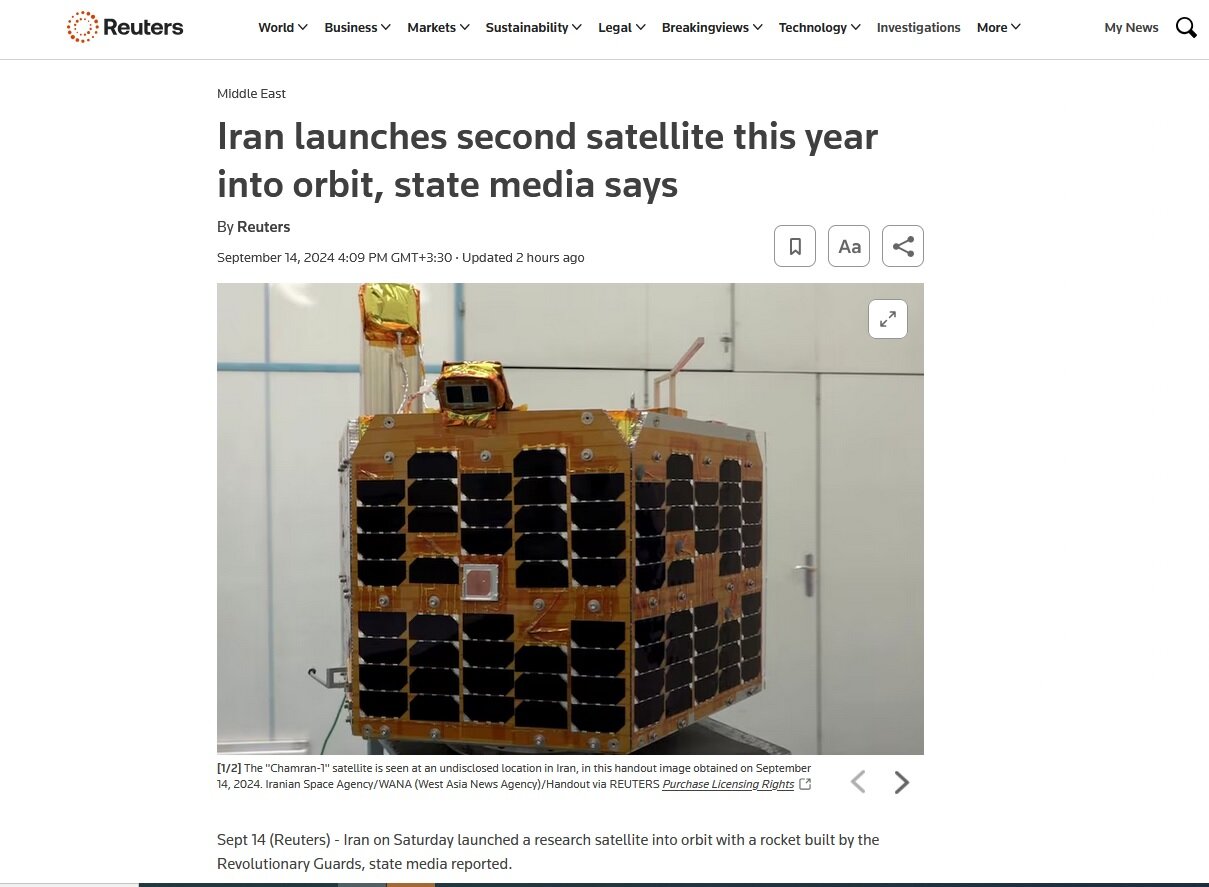 بازتاب پرتاب موفقیتآمیز ماهواره «چمران ۱» در رسانههای جهان