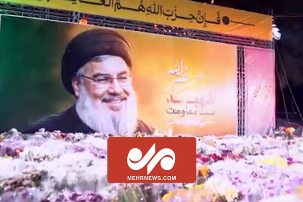 گلباران تصویر سید مقاومت در میدان فلسطین تهران گلباران تصویر سید مقاومت در میدان فلسطین تهران