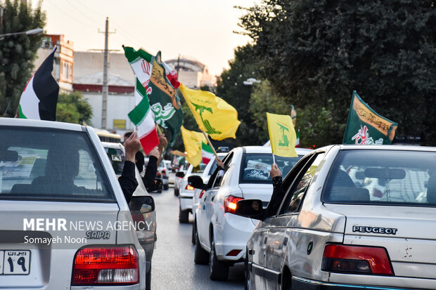 کاروان خودرویی کرمانشاهی‌ها در حمایت از عملیات «وعده صادق ۲»