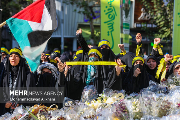 آخرین روز مراسم ادای احترام به شهید سیدحسن نصرالله درمیدان فلسطین