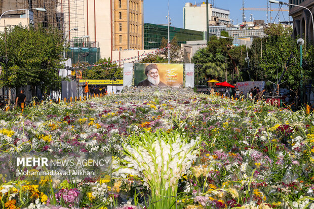 آخرین روز مراسم ادای احترام به شهید سیدحسن نصرالله درمیدان فلسطین