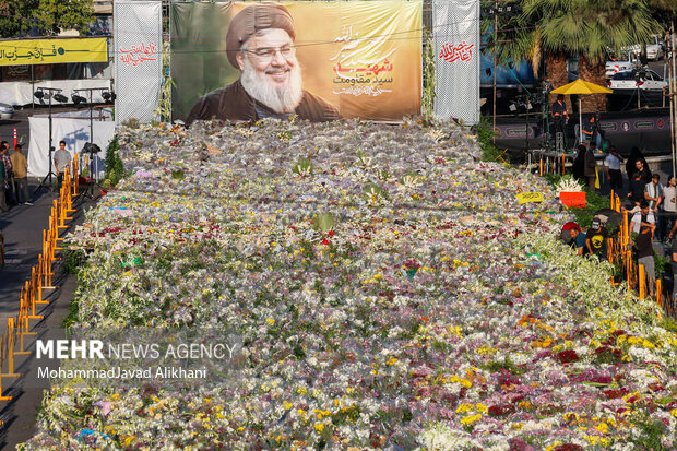 آخرین روز مراسم ادای احترام به شهید سیدحسن نصرالله درمیدان فلسطین