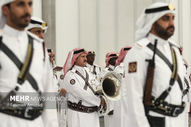 استقبال رسمی امیر قطر از رئیس جمهور