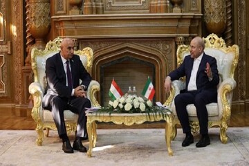 تاجک پارلیمانی اسپیکر کی جانب سے ایرانی ہم منصب باقر قالیباف کا باقاعدہ استقبال