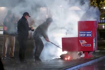 VIDEO: Oregon, Washington ballot drop boxes set on fire