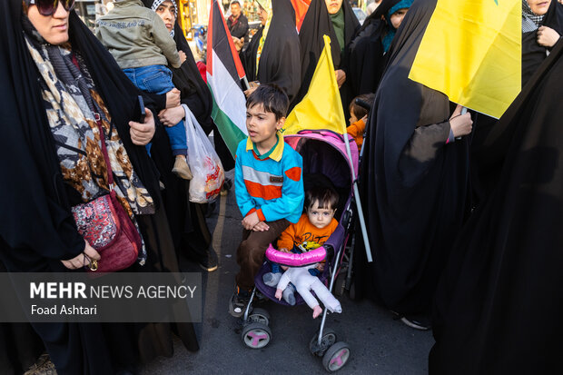 Iranian women gather in front of UK embassy