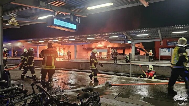 Large-scale fire reported at a train station in Berlin