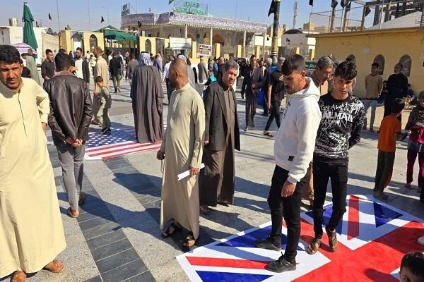 مردم کوفه پرچمهای آمریکا، انگلیس و «اسرائیل» را آتش زدند+ عکس