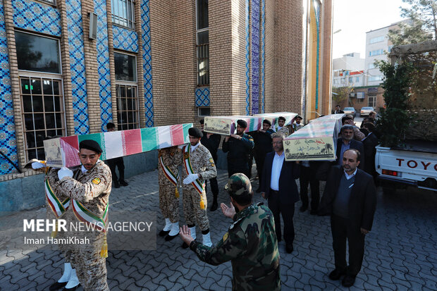 مراسم استقبال از پیکر پنج شهید گمنام در همدان