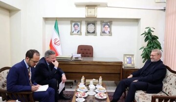 Ali Larijani, a senior advisor to Leader of the Islamic Revolution Ayatollah Seyyed Ali Khamenei - Markus Potzel, the German Ambassador to Tehran