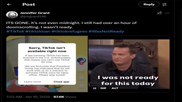 واکنش احساسی کاربران به مسدودسازی تیک تاک؛ روز تاریک آزادی بیان در آمریکا واکنش احساسی کاربران به مسدودسازی تیک تاک؛ روز تاریک آزادی بیان در آمریکا