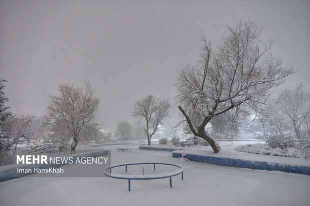 بارش شبانه برف در همدان