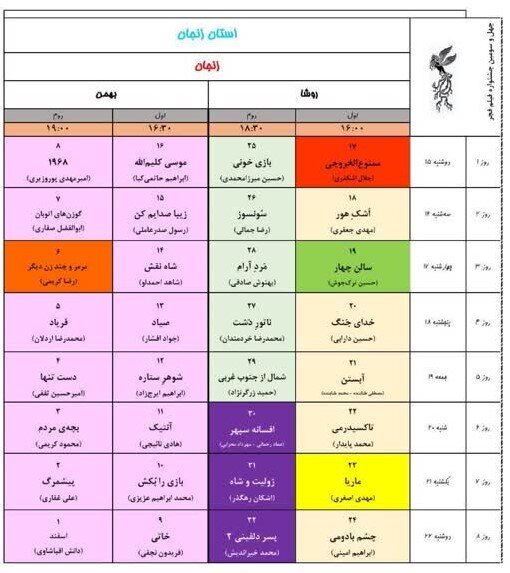 اکران همزمان ۳۲ فیلم جشنواره فجر در زنجان آغاز شد