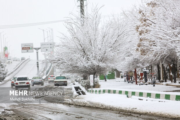 بارش نخستین برف زمستانی در شهر قم