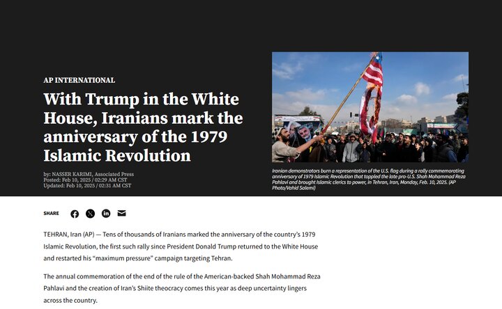 بازتاب راهپیمایی ۲۲ بهمن مردم ایران در رسانههای انگلیسی