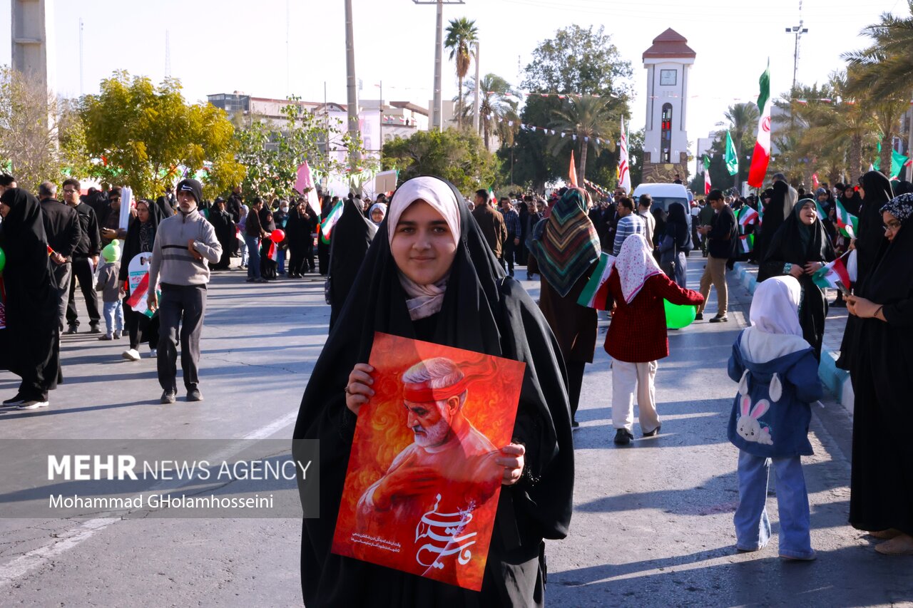 عطر انقلاب در بوشهر جاری است؛ حضور باشکوه مردم در راهپیمایی ۲۲ بهمن