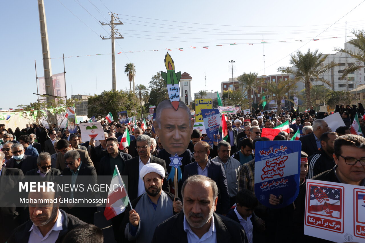 عطر انقلاب در بوشهر جاری است؛ حضور باشکوه مردم در راهپیمایی ۲۲ بهمن