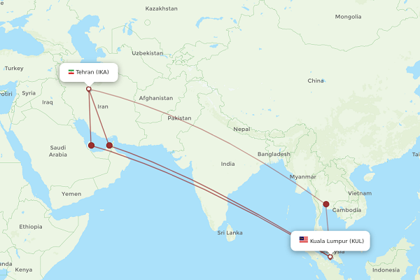 پرواز تهران مالزی چند ساعت است؟