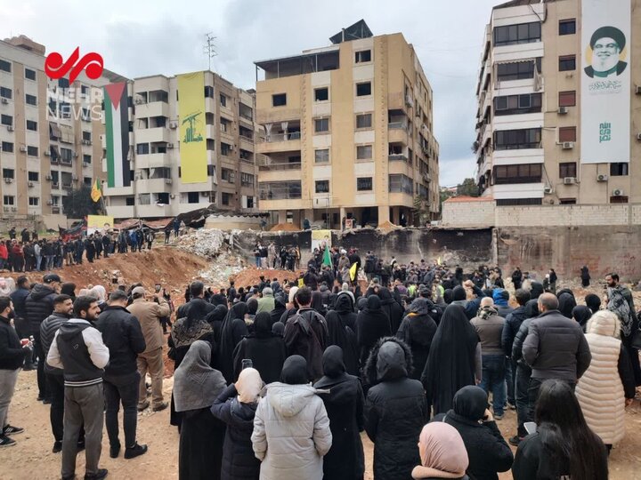 حضور حجة الإسلام قمي في موقع استشهاد السيد حسن نصرالله