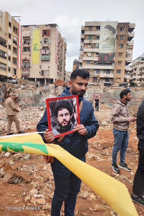 Foreign visitors gather around Nasrallah’s martyrdom site ahead of massive funeral