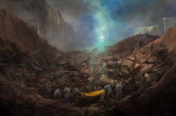 نقاشی جدید حسن روحالامین برای بدرقه سید مقاومت