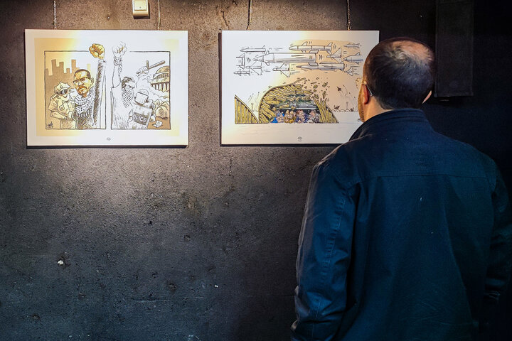 افتتاح نمایشگاه «حماسهای در قاب کارتون؛ از غزه تا لبنان» در شیراز