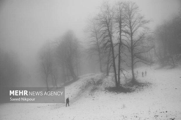ارتفاع برف در محور اسالم - خلخال از یک متر گذشت ارتفاع برف در محور اسالم - خلخال از یک متر گذشت
