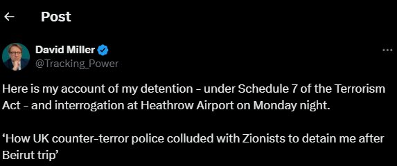 بازداشت «دیوید میلر» در انگلیس بهدلیل شرکت در مراسم تشییع سید مقاومت