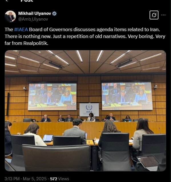 واکنش «اولیانوف» به نشست شورای حکام آژانس و بررسی موضوع ایران واکنش «اولیانوف» به نشست شورای حکام آژانس و بررسی موضوع ایران