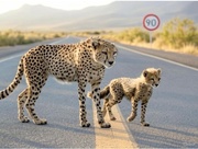 ثبت تصاویر «هلیا» و ۵ توله یوز در میاندشت