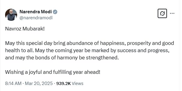 نخستوزیر هند فرا رسیدن نوروز را تبریک گفت 2