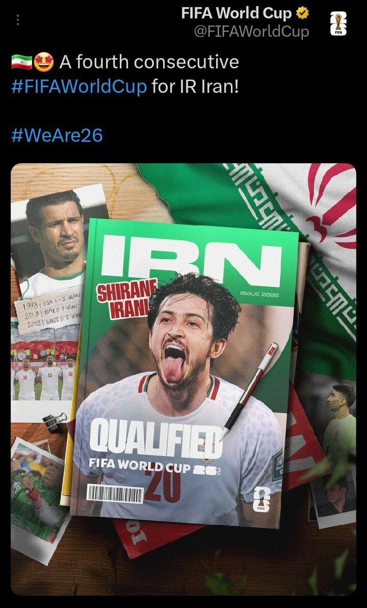 تمجید خاص فیفا از تیم ملی فوتبال ایران در شبکههای اجتماعی