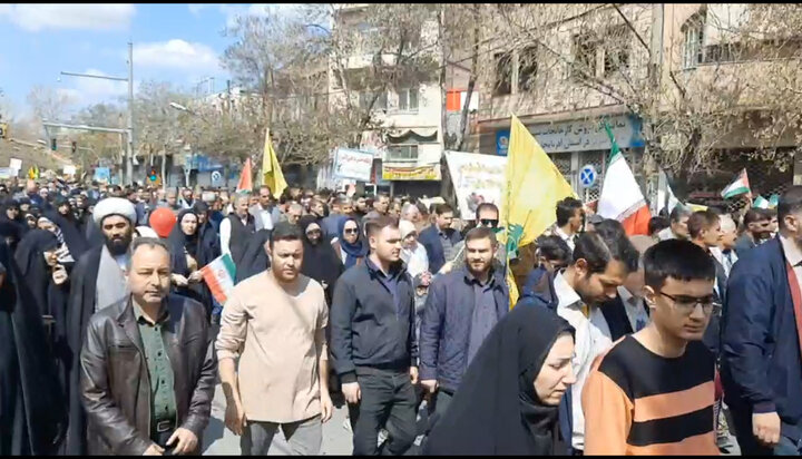 نمایش همبستگی آذربایجان غربی با فلسطین با طنین فریاد«علی العهد یا قدس»