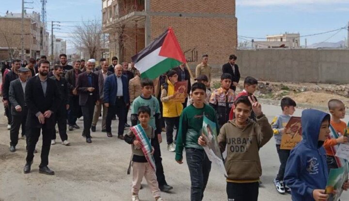 مردم روستای وینسار در روز قدس راهیپمایی کردند