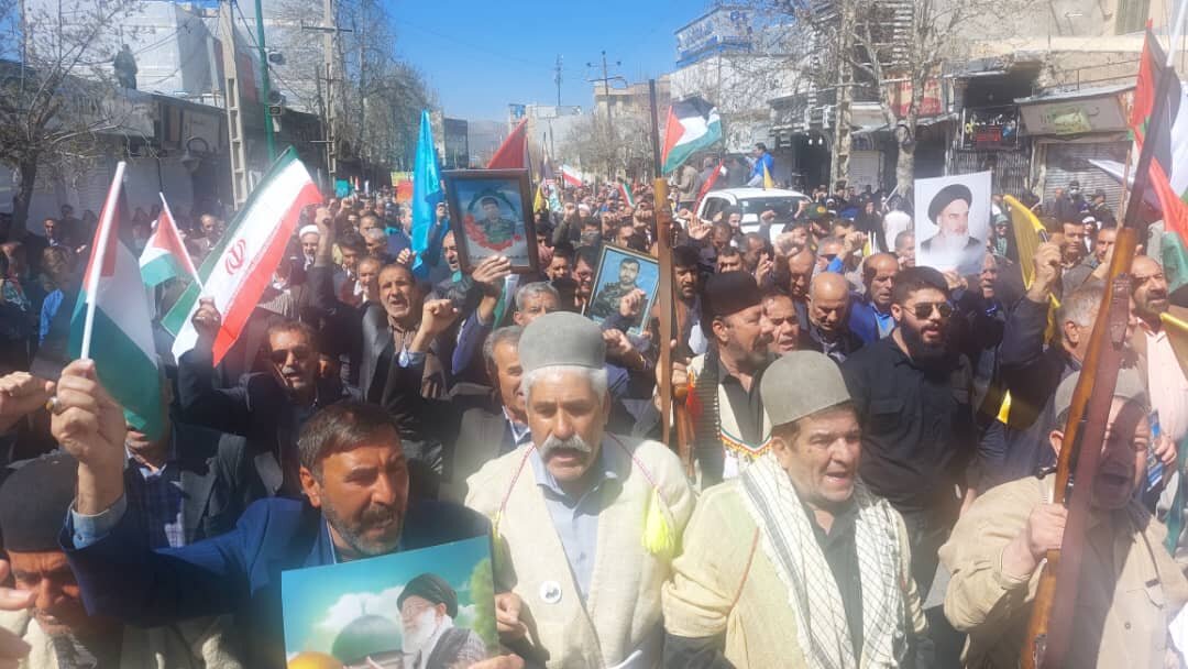 فریاد مرگ بر اسرائیل در راهپیمایی قدس یاسوج