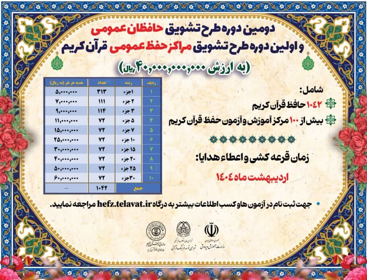 مرحله دوم طرح «هدیه باران حافظان قرآن» در اردیبهشت ماه برگزار می شود