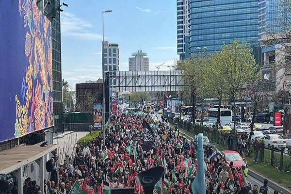 طوفان بشری در ترکیه علیه جنایات رژیم صهیونیستی+ فیلم